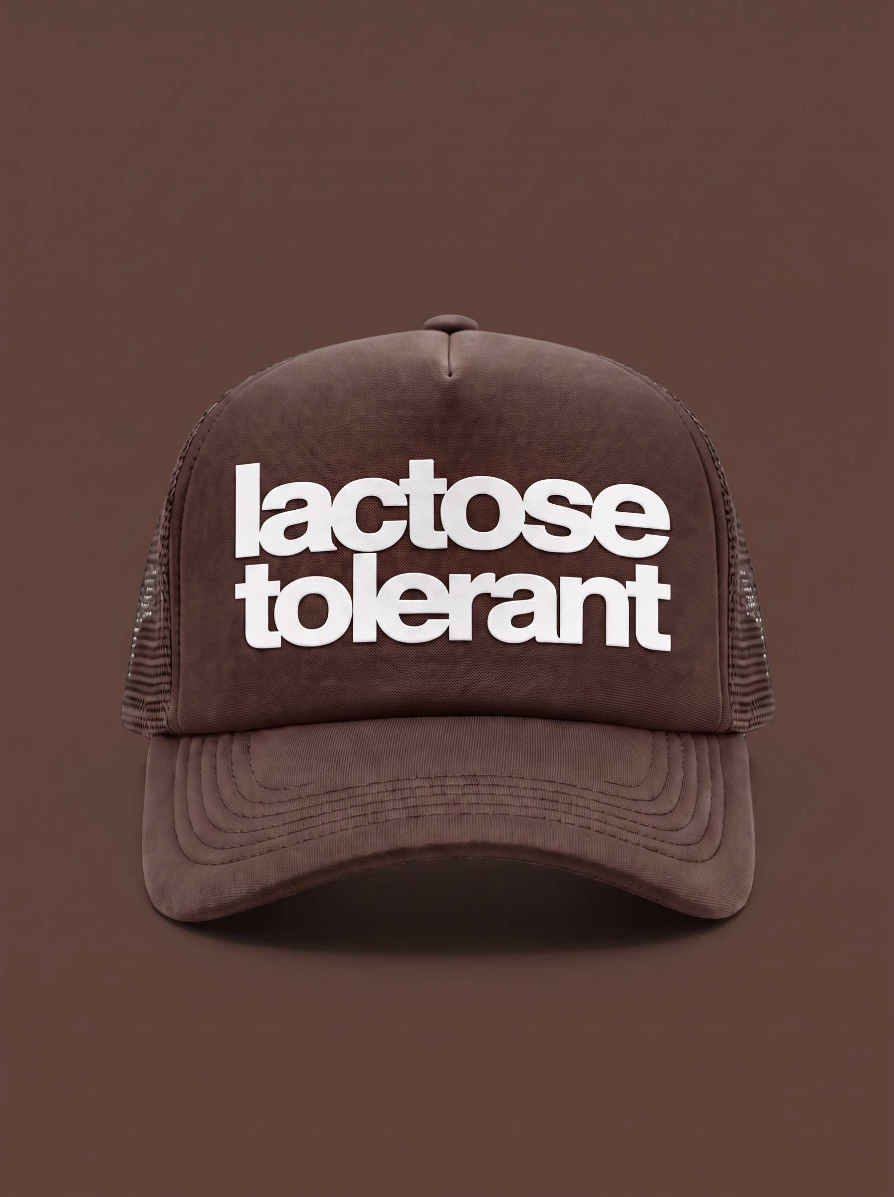 Gorra trucker "lactose tolerant" Bean & Brim, vista frontal