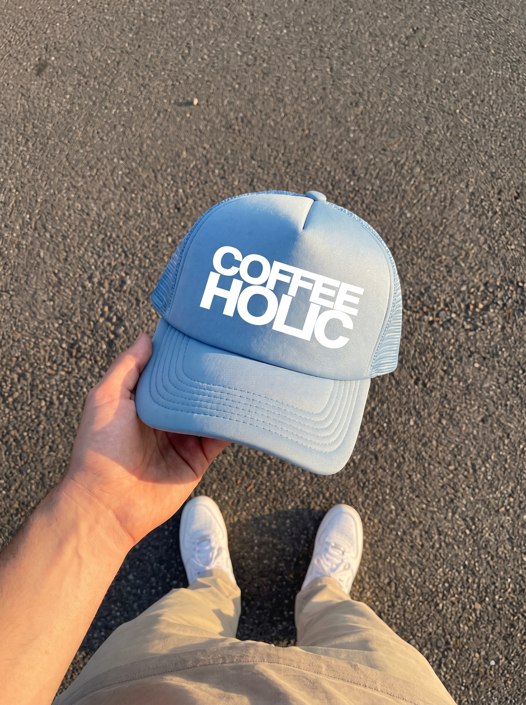 Gorra trucker "coffee holic" Bean & Brim, vista lateral